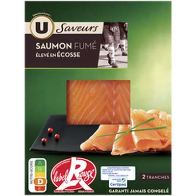 Saumon fumé d'Ecosse label rouge, U Saveurs (2 tranches, 80 g)