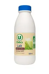Lait UHT demi-écrémé BIO, U BIO (50 cl)