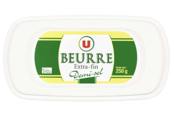 Beurre extra fin demi-sel 80% de MG, U (250 g)
