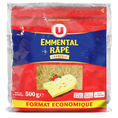 Emmental français râpé pasteurisé format éco, U (500 g)