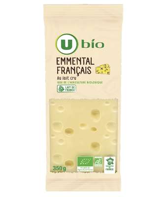 Emmental au lait pasteurisé BIO, U BIO (350 g)