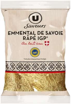 Emmental de Savoie IGP râpé, U Saveurs (140 g)