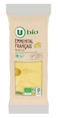 Emmental français au lait pasteurisé 31% mg, U Bio (250 g)