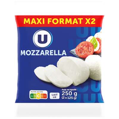 Mozzarella pasteurisée maxi format, U (2 x 125 g)