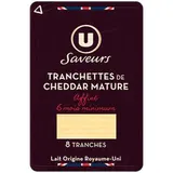Tranchettes de cheddar mature 6 mois, U Saveurs (8 tranches, 150 g)