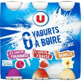 Yaourts à boire fraise vanille framboise, U (6 x 180 g)