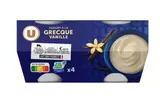 Yaourt à la grecque saveur vanille, U (4 x 150 g)