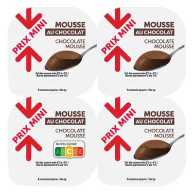 Mousse au chocolat, Prix mini (4 x 60 g)