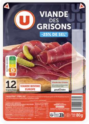 Viande des grisons réduit en sel, U (12 tranches, 80 g)
