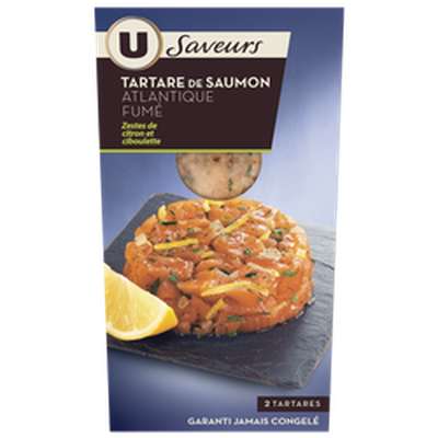 Tartare de saumon fumé à la ciboulette et au citron, U Saveurs (2 x 80 g)