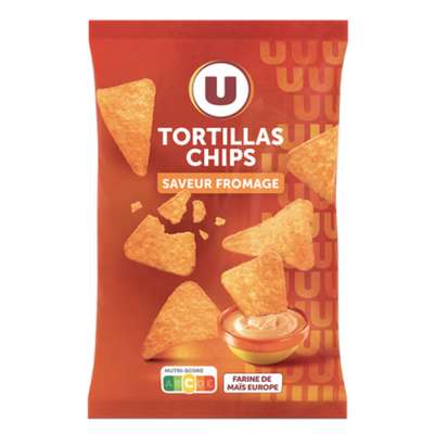 Tortillas chips saveur Fromage, U   (150 g)