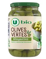 Olives vertes dénoyautées BIO, U BIO (160 g)