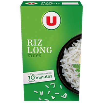 Riz long grain étuvé 10 minutes, U (1 Kg)