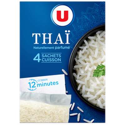 Riz long Thai en sachets cuisson, U (4 sachets, 500 g)