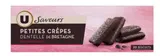 Petites crêpes dentelles de Bretagne enrobées de chocolat noir, U Saveurs (100 g)