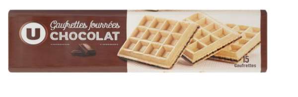 Gaufrettes fourrées chocolat, U  (110 g)