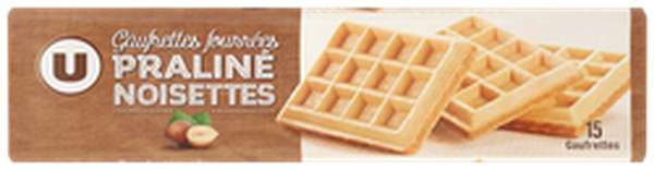 Gaufrettes fourrées praliné noisette, U (110 g)