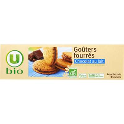 Goûters fourrés chocolat au lait, U BIO  (185 g)