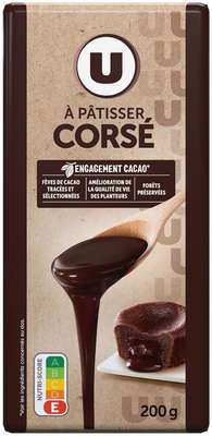 Chocolat noir corsé à pâtisser 64%, U (200 g)