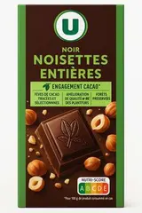 Chocolat noir et noisettes entières, U (200 g)