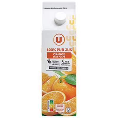 Pur jus d'orange sans pulpe, U (2 L)