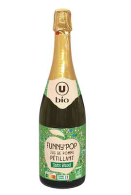 Jus de pomme pétillant BIO,  U BIO (75 cl)