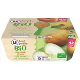 Petits pots dessert pomme, poire - dès 4/6 mois BIO, U Tout Petits (4 x 100 g)