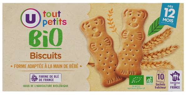 Biscuits bébé croissance nature - dès 12 mois BIO, U Tout Petits (150 g)