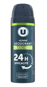 Déodorant homme fraîcheur 24h, U (200 ml)