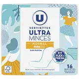 Serviettes hygiéniques ultra minces normal sous pochette individuelle, U (x 16)