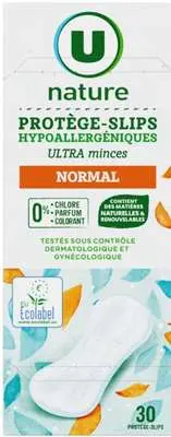 Protège-slip hypoallergéniques ultra minces normal, U Nature (x 30)