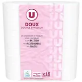 Papier toilette doux blanc double épaisseur, U (x 18 rouleaux)