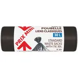 Sacs poubelle liens classiques, Prix Mini (10 x 30 L)