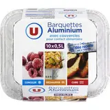 Barquettes aluminium profondes + couvercles, U (10 x 0,5 L)