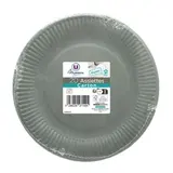 Assiette en carton FSC sans plastique gris 23 cm,  U MAISON  (x 20)