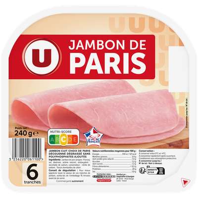 Jambon de Paris sans couenne, U (x 6, 240 g)
