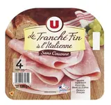 Jambon cuit supérieur au torchon fines à l'Italienne, U (x 4, 120 g)
