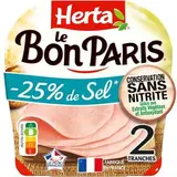 Jambon Le Bon Paris -25% de sel et sans nitrite, Herta (2 tranches, 70 g)
