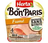 Jambon Le Bon Paris fumé conservation sans nitrites, Herta (4 tranches, 140 g)