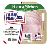 Jambon filière française sans antibiotique, Fleury Michon (4 tranches, 140 g)