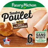 Tendre poulet roti 100% filet et cuisse sans nitrite, Fleury Michon (6 tranches, 195 g)
