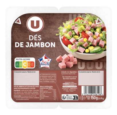 Dés de jambon cuit, U  (2 x 75 g)