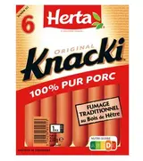 Knacki original saucisses 100% pur porc, Herta (x 6, 210 g)