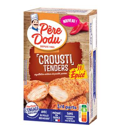 Aiguillettes de poulet Crousti Tenders épicés France, Père Dodu (380 g)