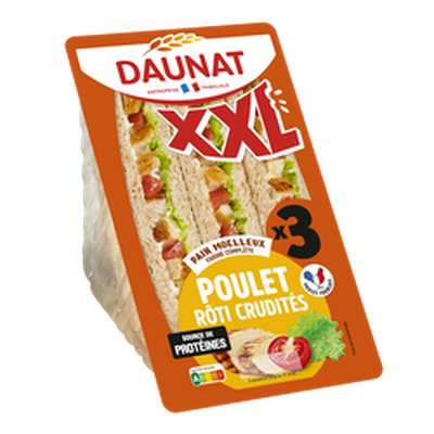 Sandwich triangle XXL poulet rôti crudités, Daunat (230 g)