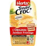 Croque Monsieur Tendre Croc' L'original sans croûte jambon fromage, Herta (x 2, 200 g)