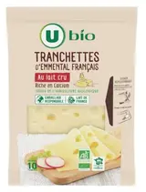 Emmental français en tranches à pâte pressée cuite, U Bio (10 tranches, 200 g)