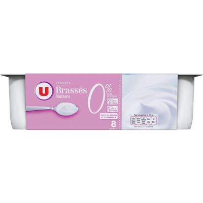 Yaourt nature brassée 0% MG, U (8 x 125 g)