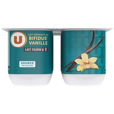 Yaourts sucrés au bifidus saveur vanille, U (4 x 125 g)