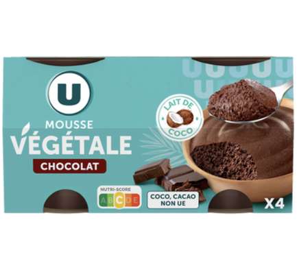 Mousse végétale au chocolat, U (4 x 55 g)
